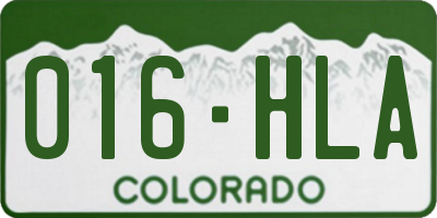CO license plate 016HLA