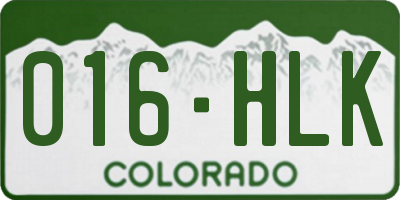 CO license plate 016HLK