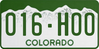 CO license plate 016HOO