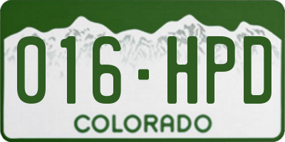 CO license plate 016HPD