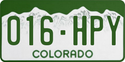 CO license plate 016HPY