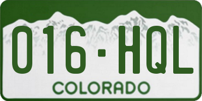 CO license plate 016HQL