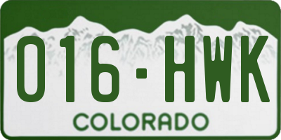 CO license plate 016HWK