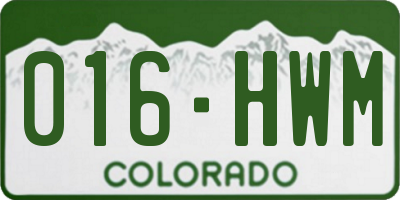 CO license plate 016HWM