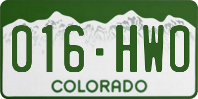 CO license plate 016HWO