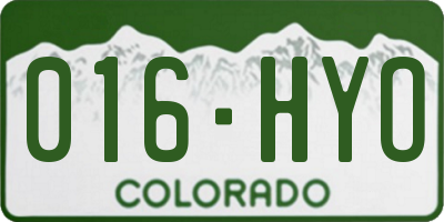 CO license plate 016HYO