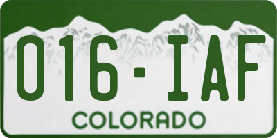 CO license plate 016IAF