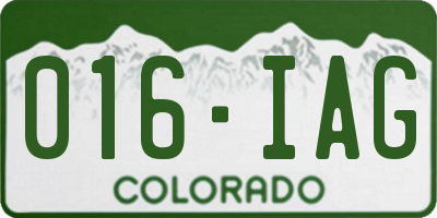 CO license plate 016IAG