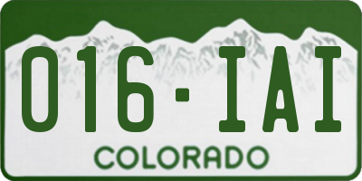 CO license plate 016IAI