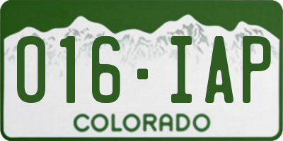 CO license plate 016IAP