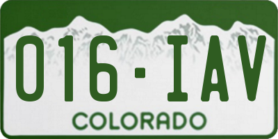 CO license plate 016IAV
