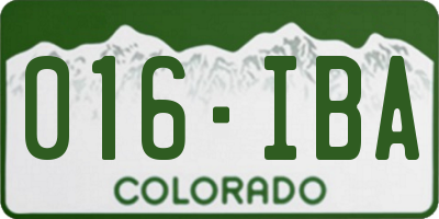 CO license plate 016IBA