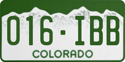 CO license plate 016IBB