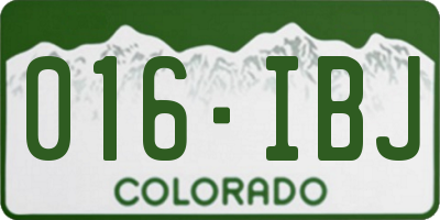CO license plate 016IBJ