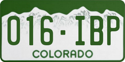 CO license plate 016IBP
