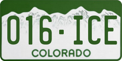 CO license plate 016ICE