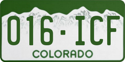 CO license plate 016ICF