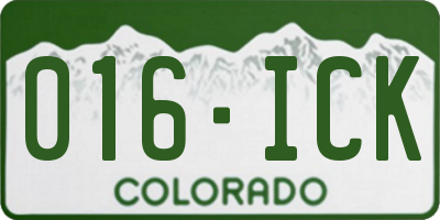 CO license plate 016ICK