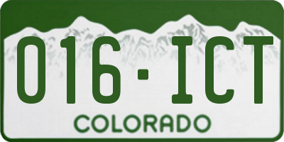 CO license plate 016ICT
