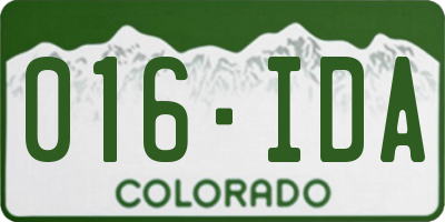 CO license plate 016IDA