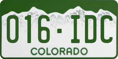 CO license plate 016IDC