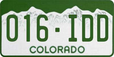 CO license plate 016IDD