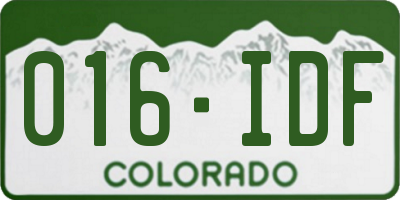 CO license plate 016IDF