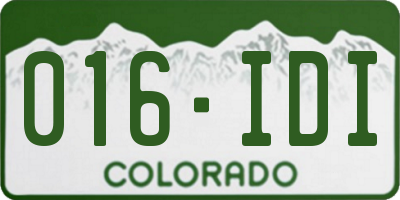 CO license plate 016IDI