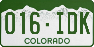 CO license plate 016IDK