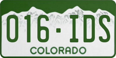 CO license plate 016IDS