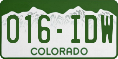 CO license plate 016IDW