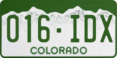 CO license plate 016IDX
