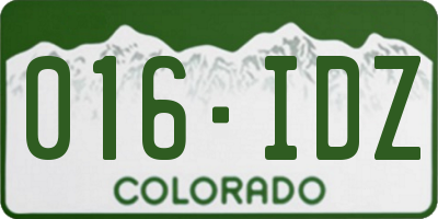 CO license plate 016IDZ