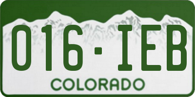 CO license plate 016IEB
