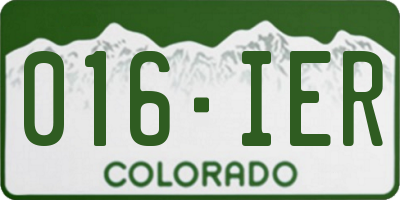 CO license plate 016IER