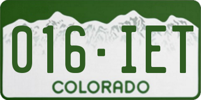 CO license plate 016IET