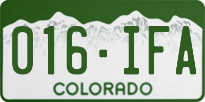 CO license plate 016IFA