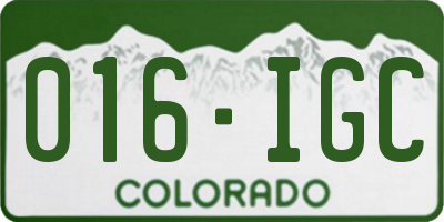 CO license plate 016IGC