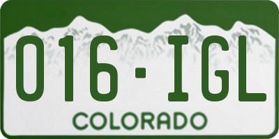CO license plate 016IGL