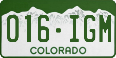 CO license plate 016IGM