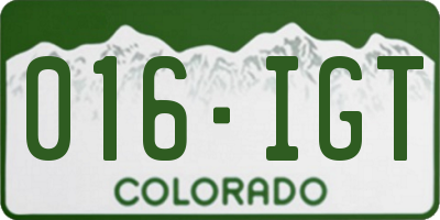 CO license plate 016IGT