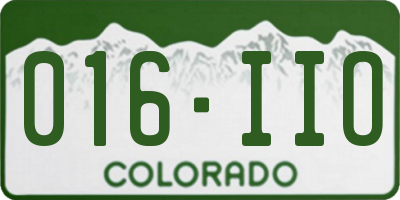 CO license plate 016IIO