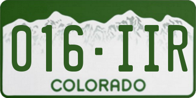 CO license plate 016IIR