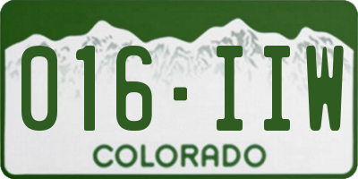 CO license plate 016IIW