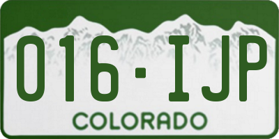 CO license plate 016IJP