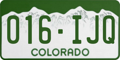 CO license plate 016IJQ