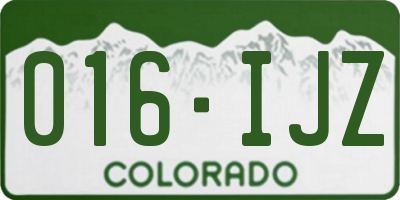 CO license plate 016IJZ