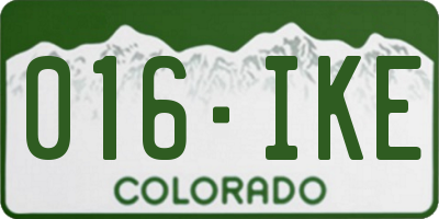 CO license plate 016IKE