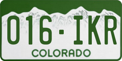 CO license plate 016IKR