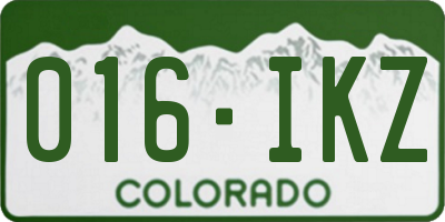 CO license plate 016IKZ